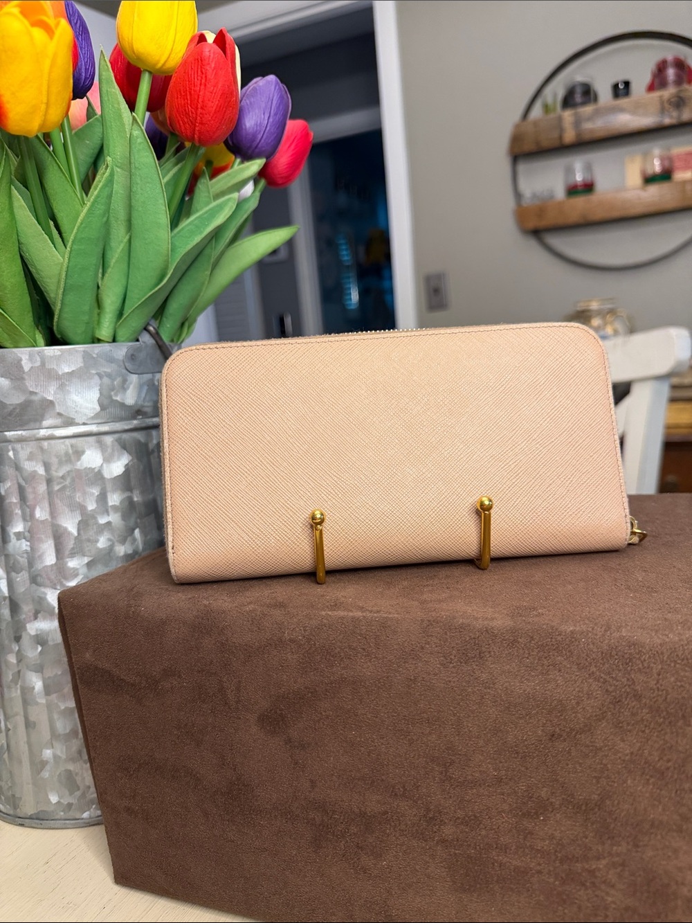 Prada Beige Saffiano Leather Zip-Around Wallet - Picture 2 of 15